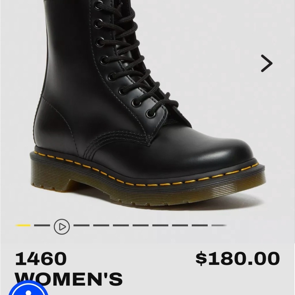 10W/9M Doc Marten Black Lace-Up Combat Boot